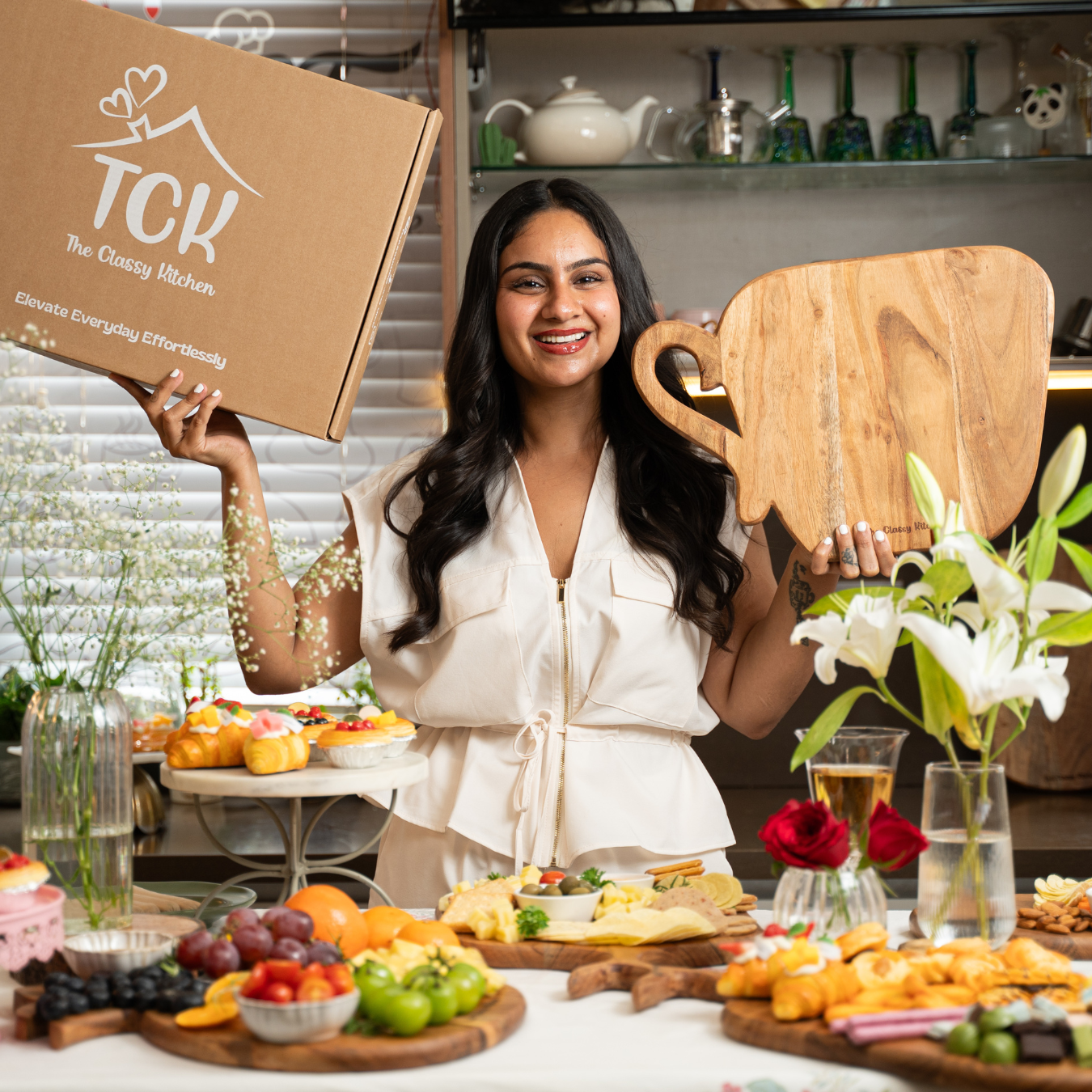 Tea Time ☕️ | Premium Acacia Wood Chopping and Serving Board with Beeswax Finish