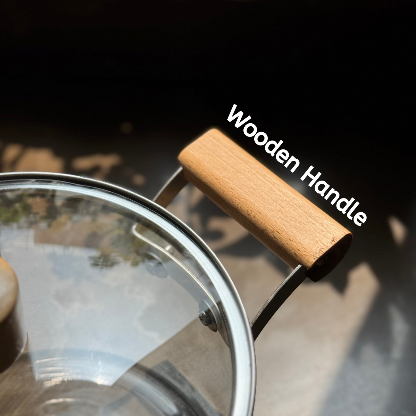 Glass Pot with Wooden Handles | Heat Safe Borosilicate Glass Pot | 3.5L