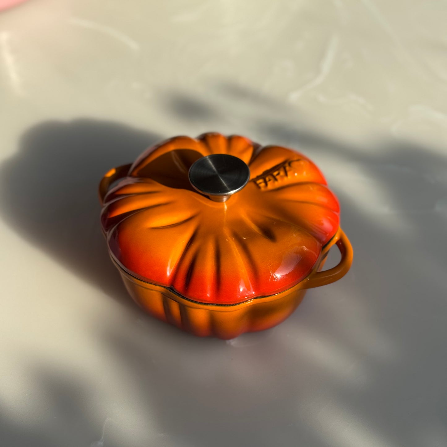 Pumpkin-Shaped Cast Iron Dutch Oven with Lid | Enamel-Coated Casserole Pot