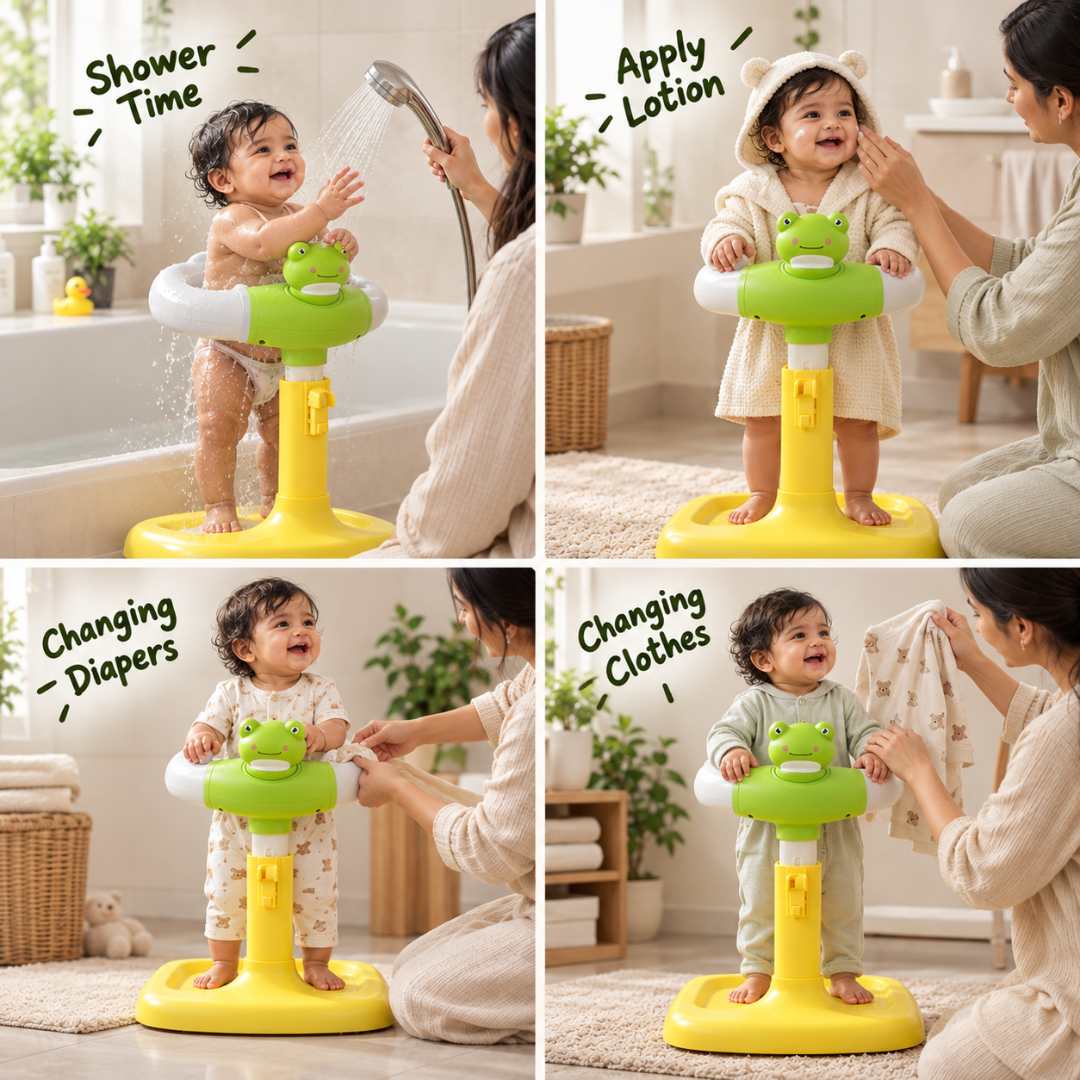Baby Bath Stand for Kids & Toddlers | Adjustable Height & Width | Frog & Duck
