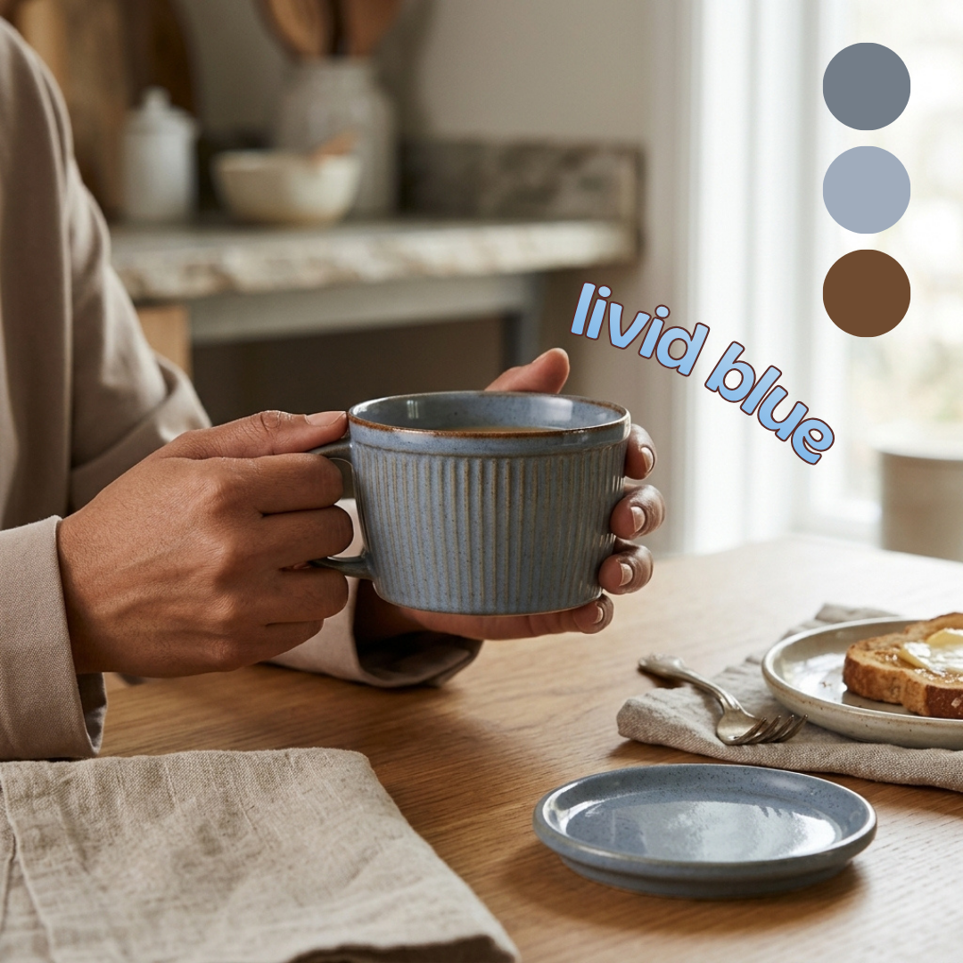 Ceramic Soup Cup with Multi-functional Lid & Saucer