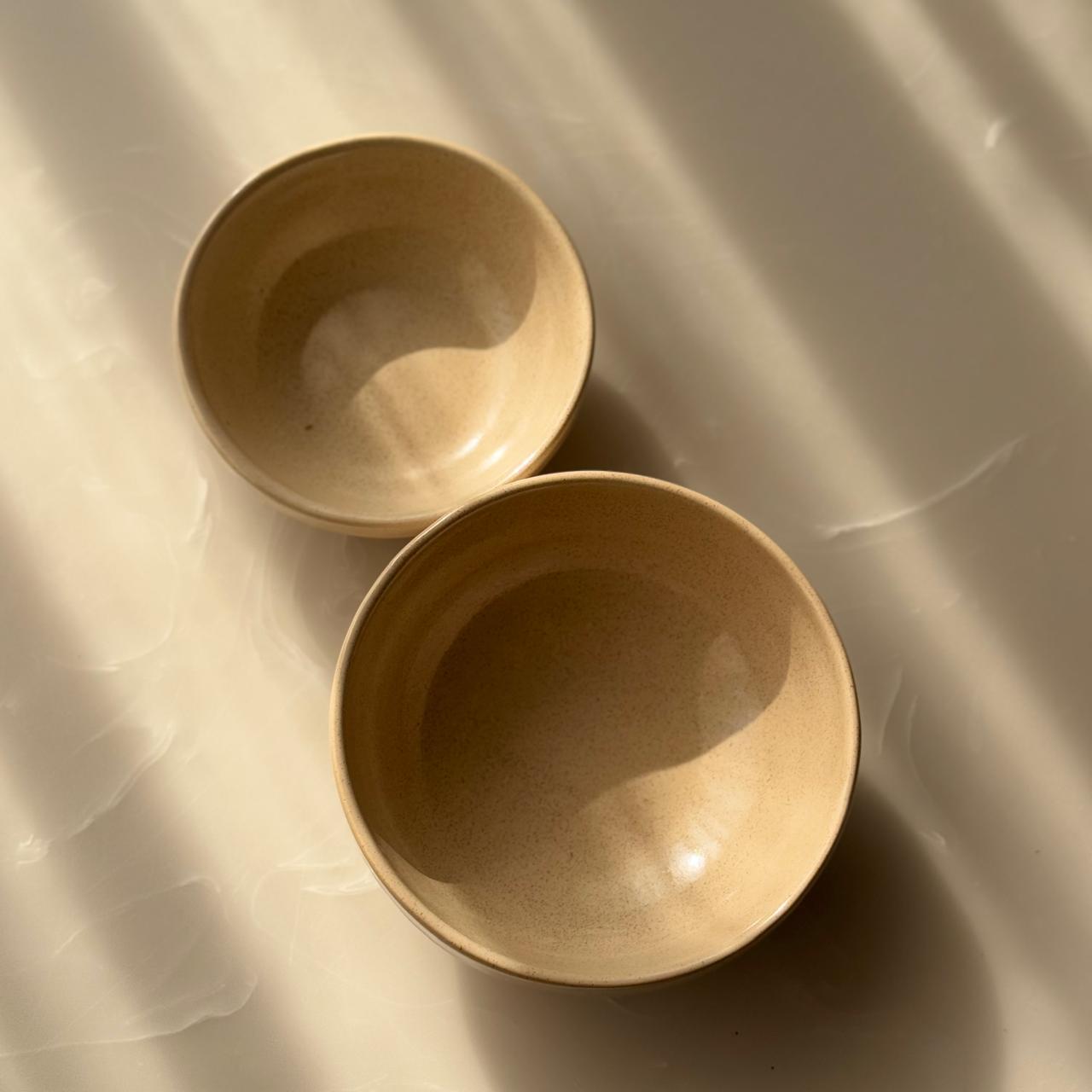 Ivory Speckled Collared Ceramic Bowls