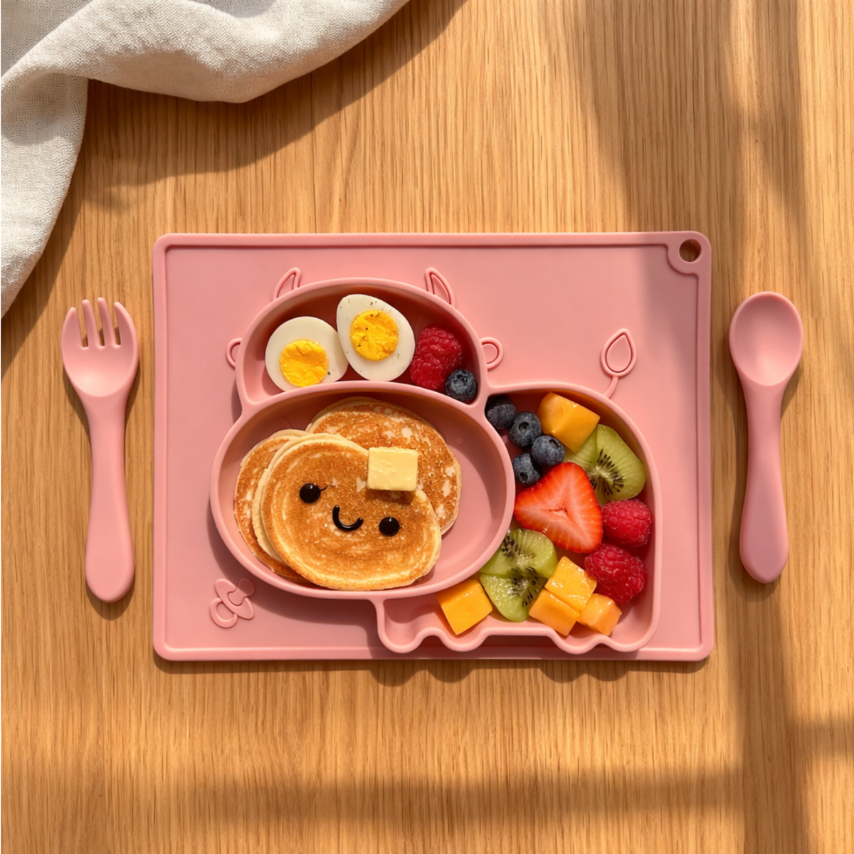 Meal Time Set | Soft Silicone Meal Plate with Animal Shapes for Kids