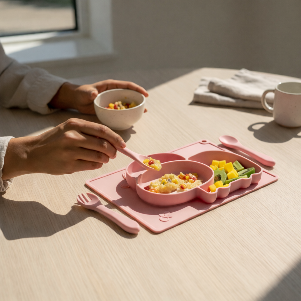 Meal Time Set | Soft Silicone Meal Plate with Animal Shapes for Kids