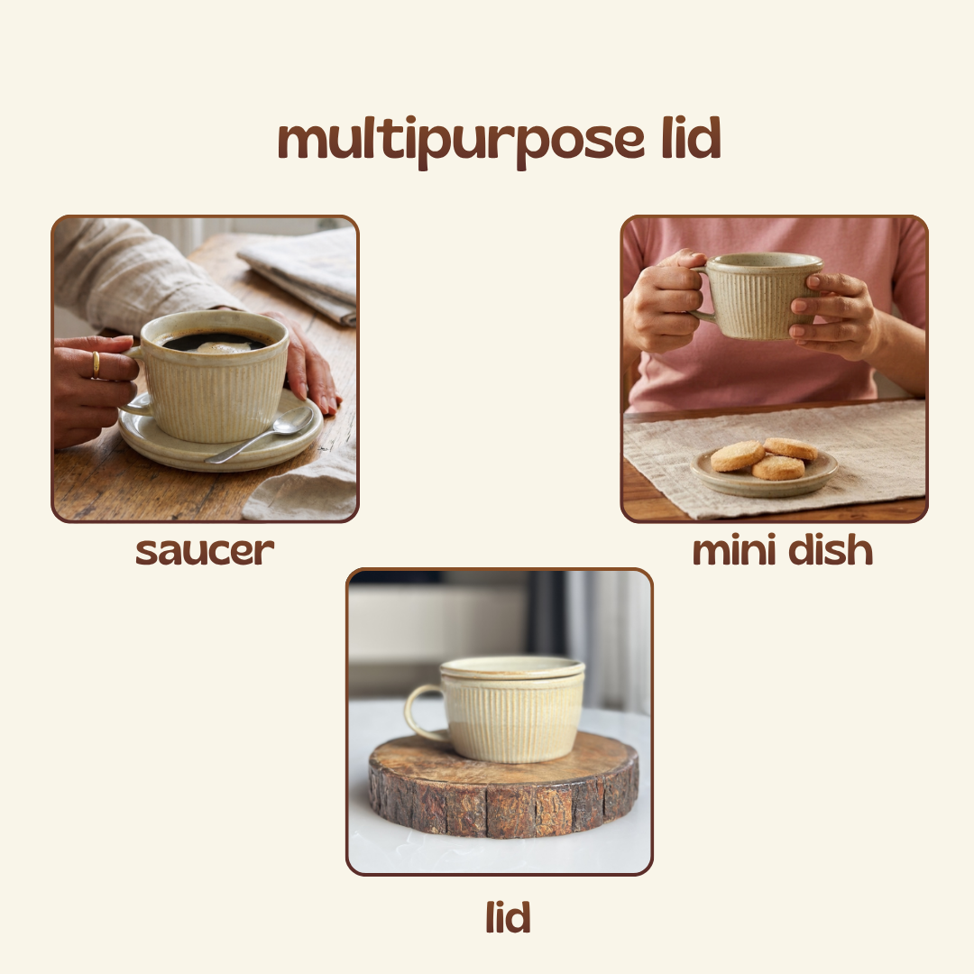 Ceramic Soup Cup with Multi-functional Lid & Saucer