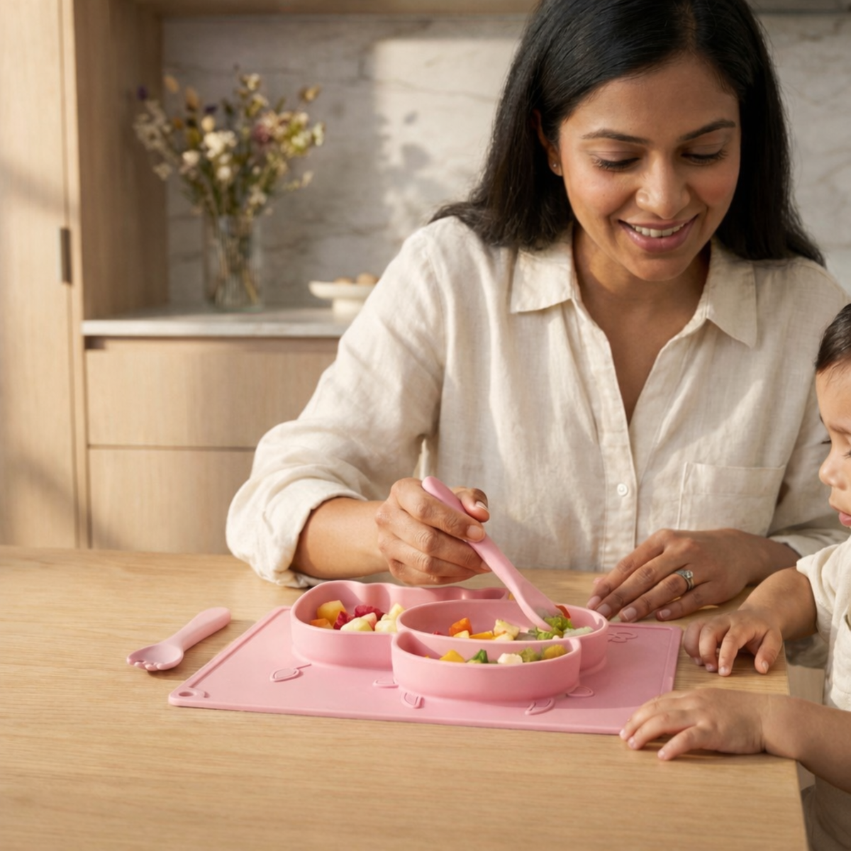Meal Time Set | Soft Silicone Meal Plate with Animal Shapes for Kids