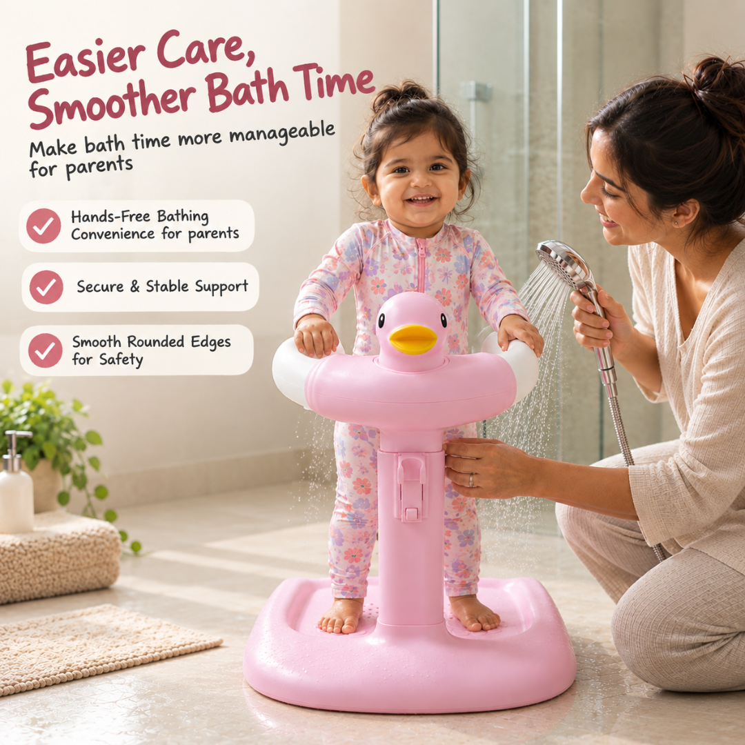 Baby Bath Stand for Kids & Toddlers | Adjustable Height & Width | Frog & Duck