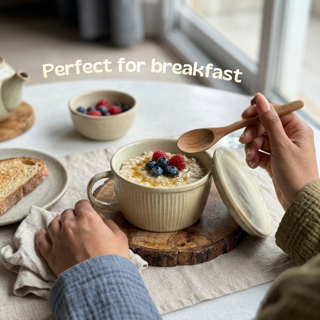 Ceramic Soup Cup with Multi-functional Lid & Saucer