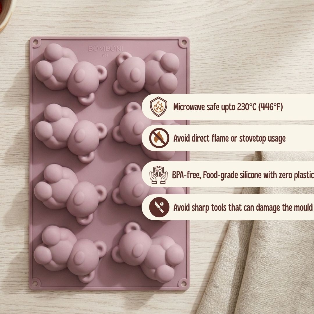Teddy Bear Silicone Mold – 8 Cavity Multipurpose Mold