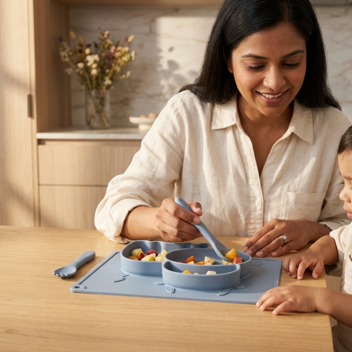 Meal Time Set | Soft Silicone Meal Plate with Animal Shapes for Kids