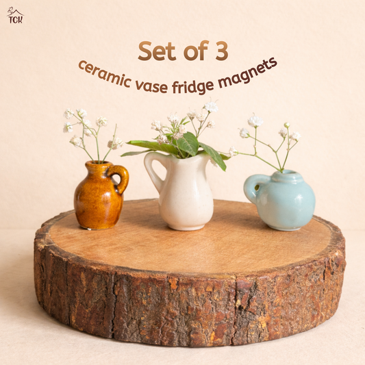 Set of 3 Mini Ceramic Vase Fridge Magnets