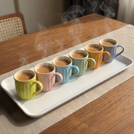 Ribbed Ceramic Pastel Mugs