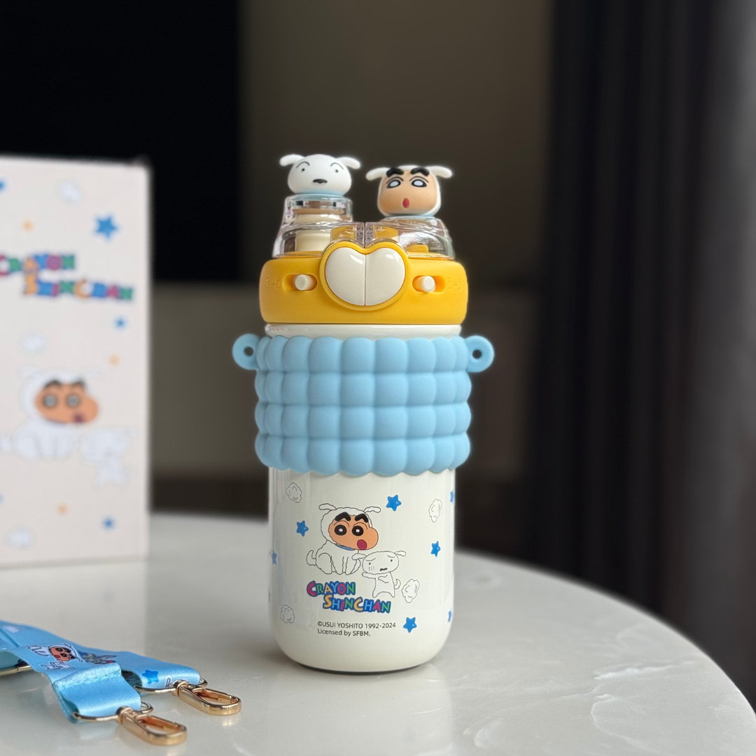 Shinchan Double Head Drink Stainless Steel Bottle | Insulated bottles for Toddlers|  520 ml
