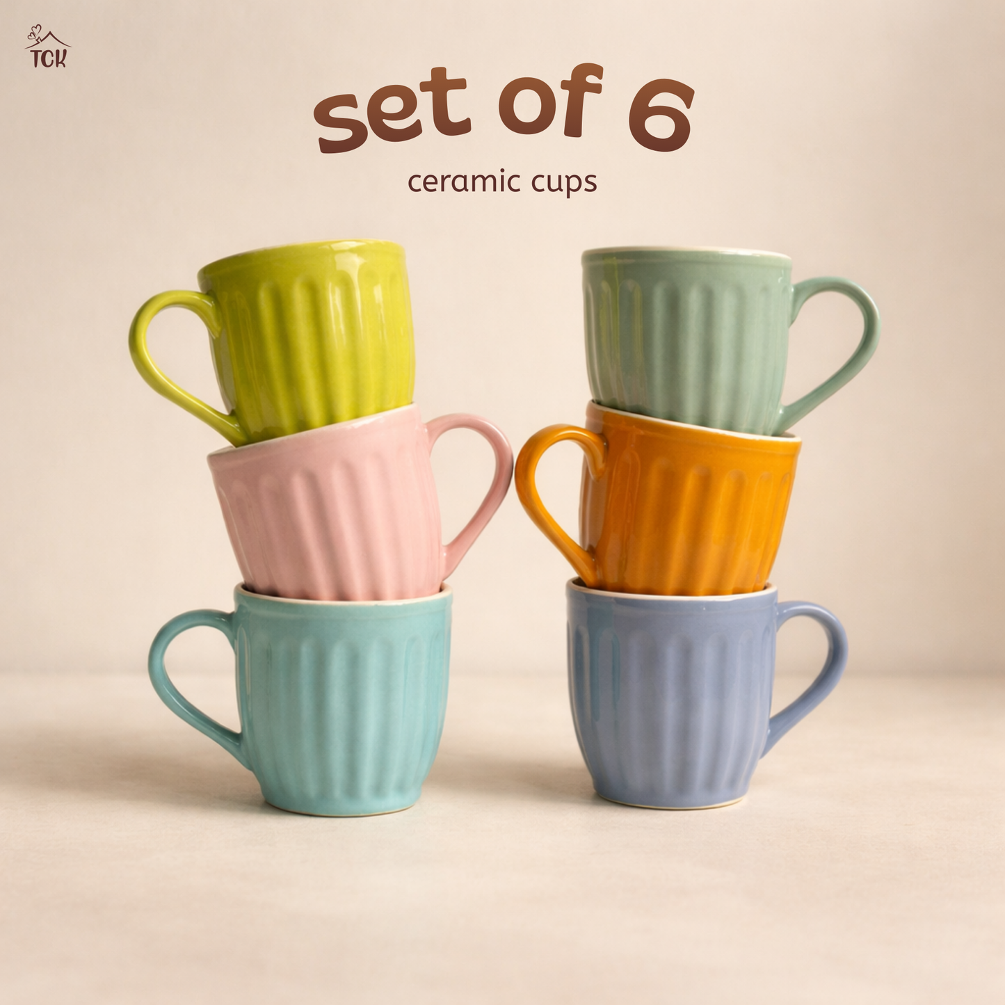Ribbed Ceramic Pastel Mugs