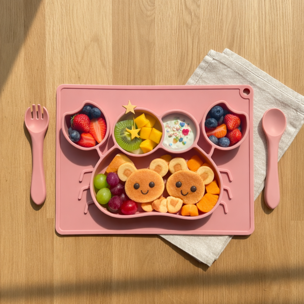 Meal Time Set | Soft Silicone Meal Plate with Animal Shapes for Kids