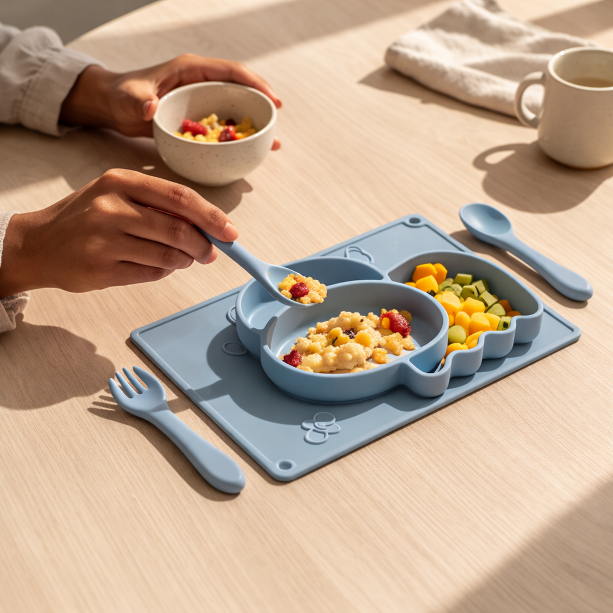 Meal Time Set | Soft Silicone Meal Plate with Animal Shapes for Kids
