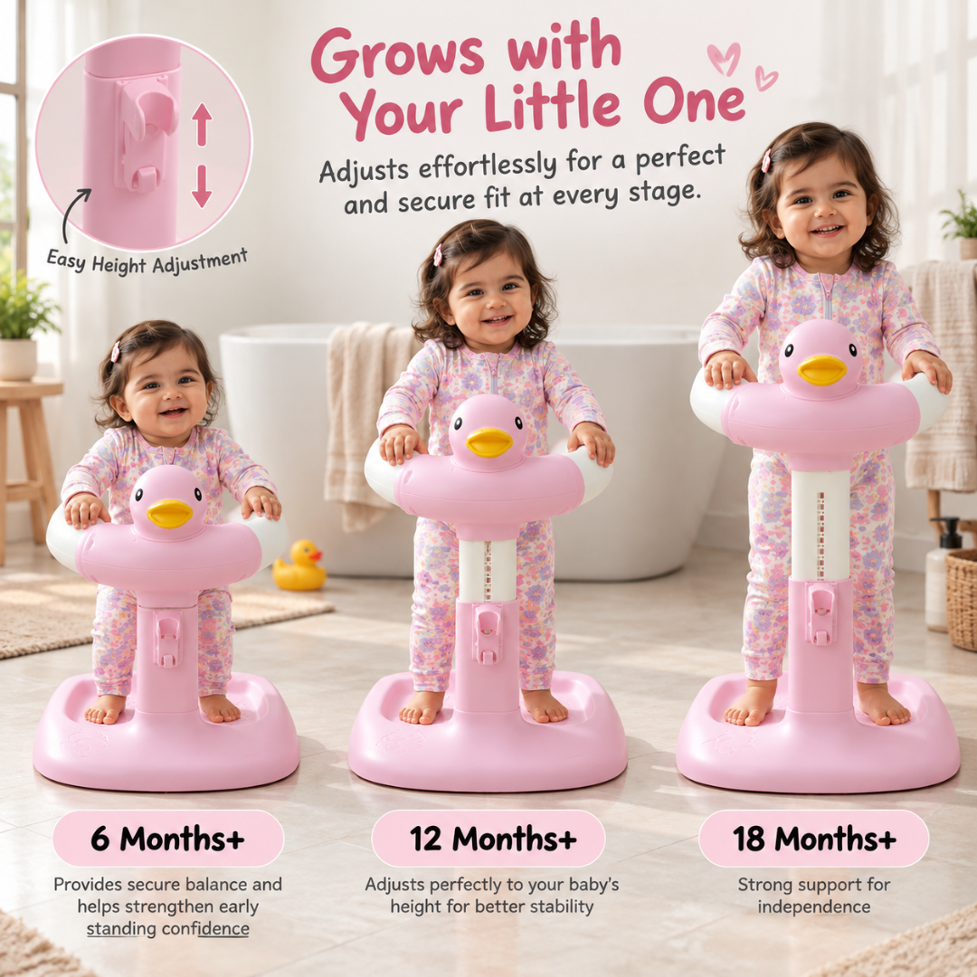 Baby Bath Stand for Kids & Toddlers | Adjustable Height & Width | Frog & Duck