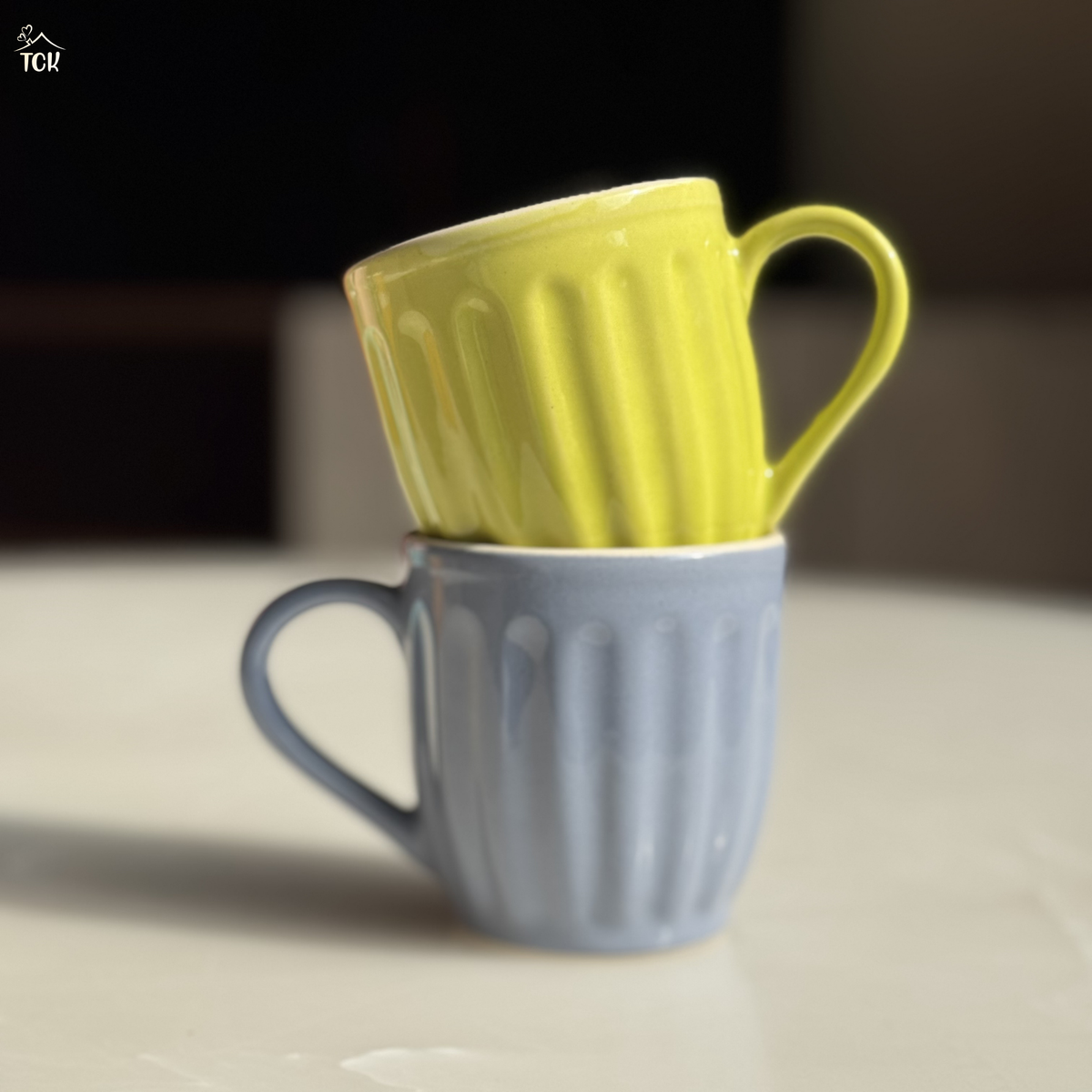 Ribbed Ceramic Pastel Cups