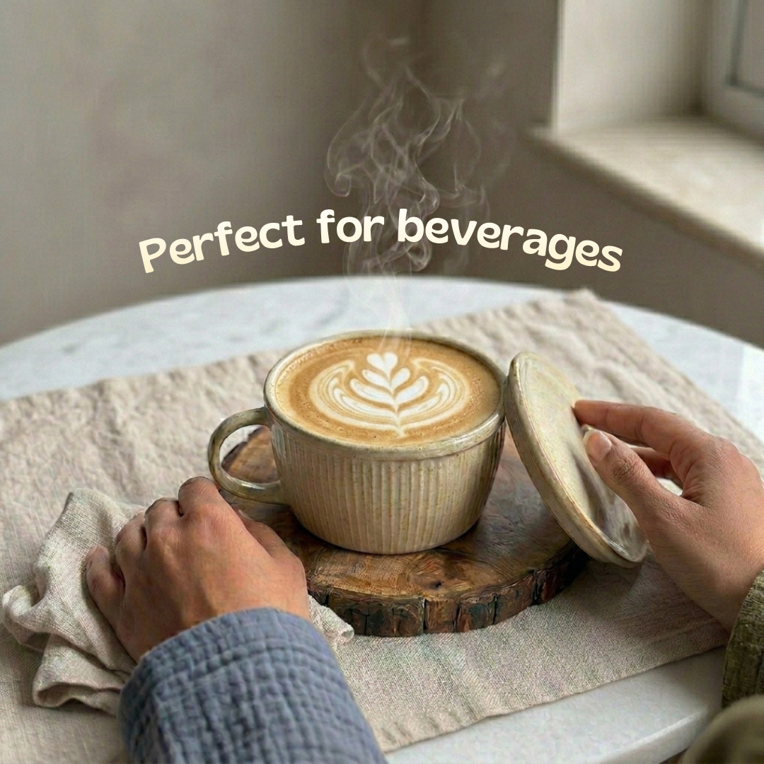 Ceramic Soup Cup with Multi-functional Lid & Saucer