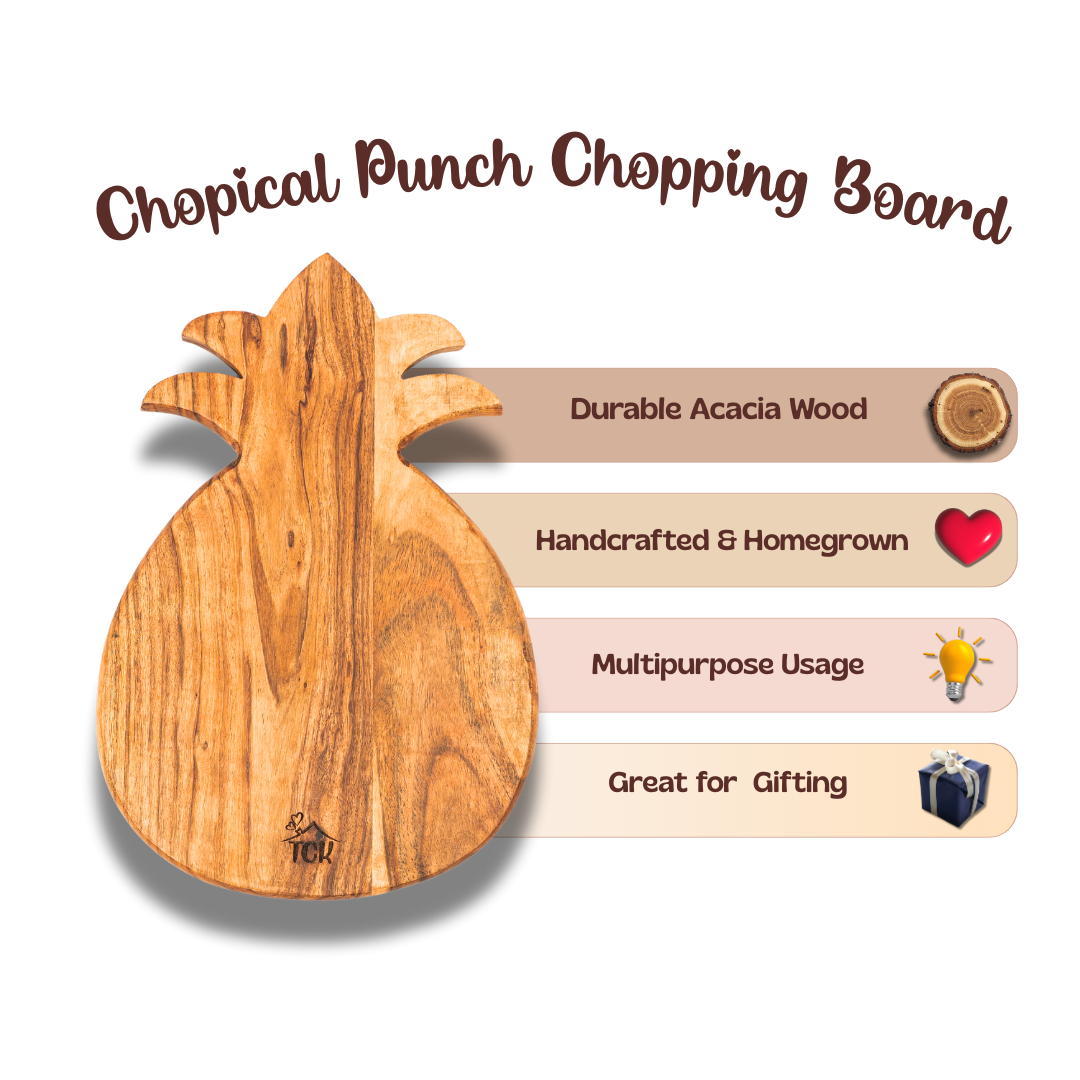 Chopping Board | Premium Acacia Wood Chopping and Serving Board with Beeswax Finish