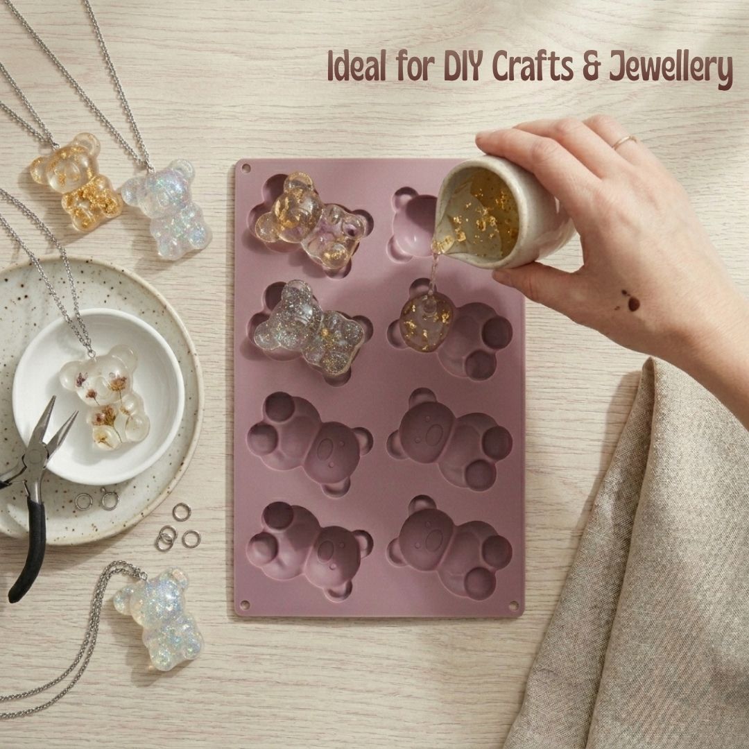 Teddy Bear Silicone Mold – 8 Cavity Multipurpose Mold