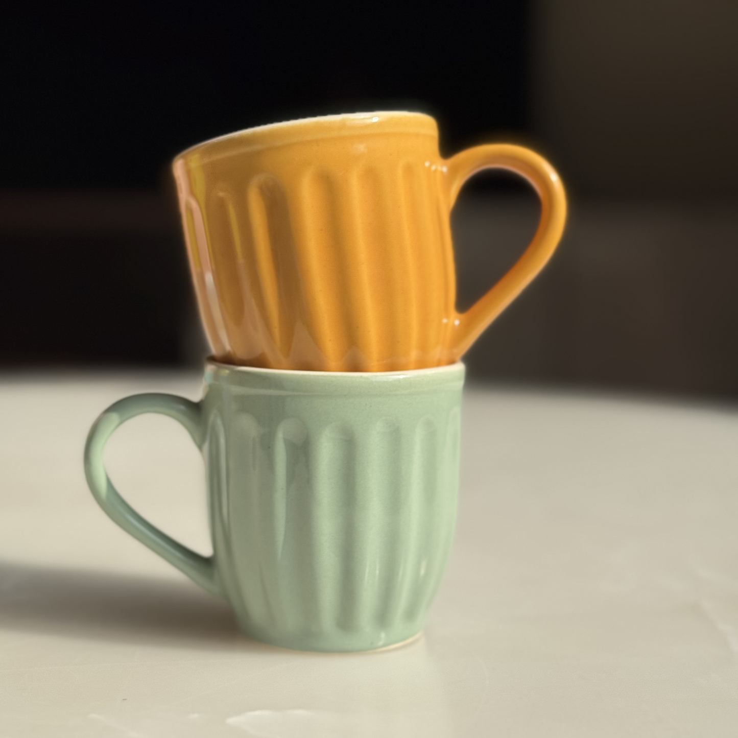 Ribbed Ceramic Pastel Mugs
