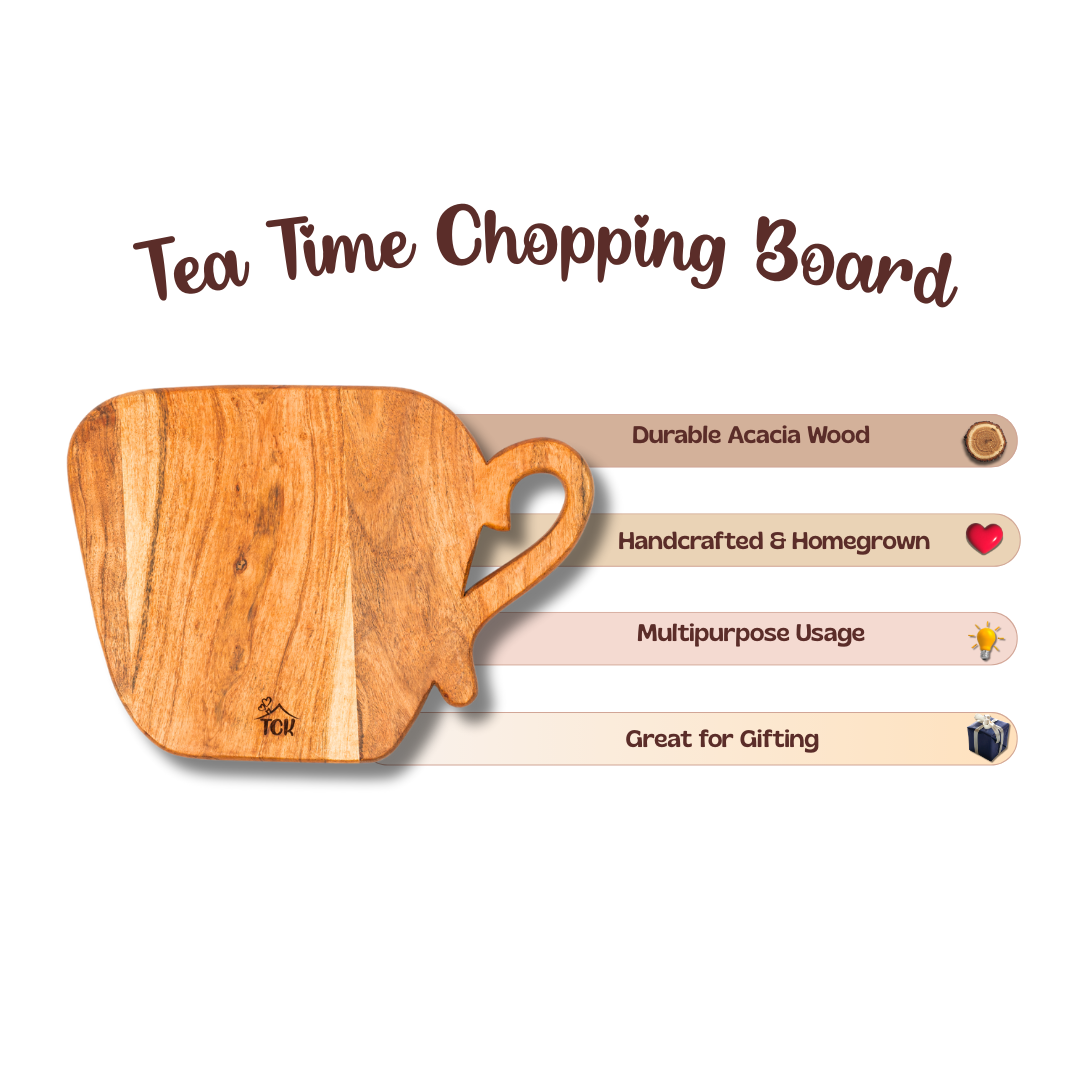 Chopping Board | Premium Acacia Wood Chopping and Serving Board with Beeswax Finish