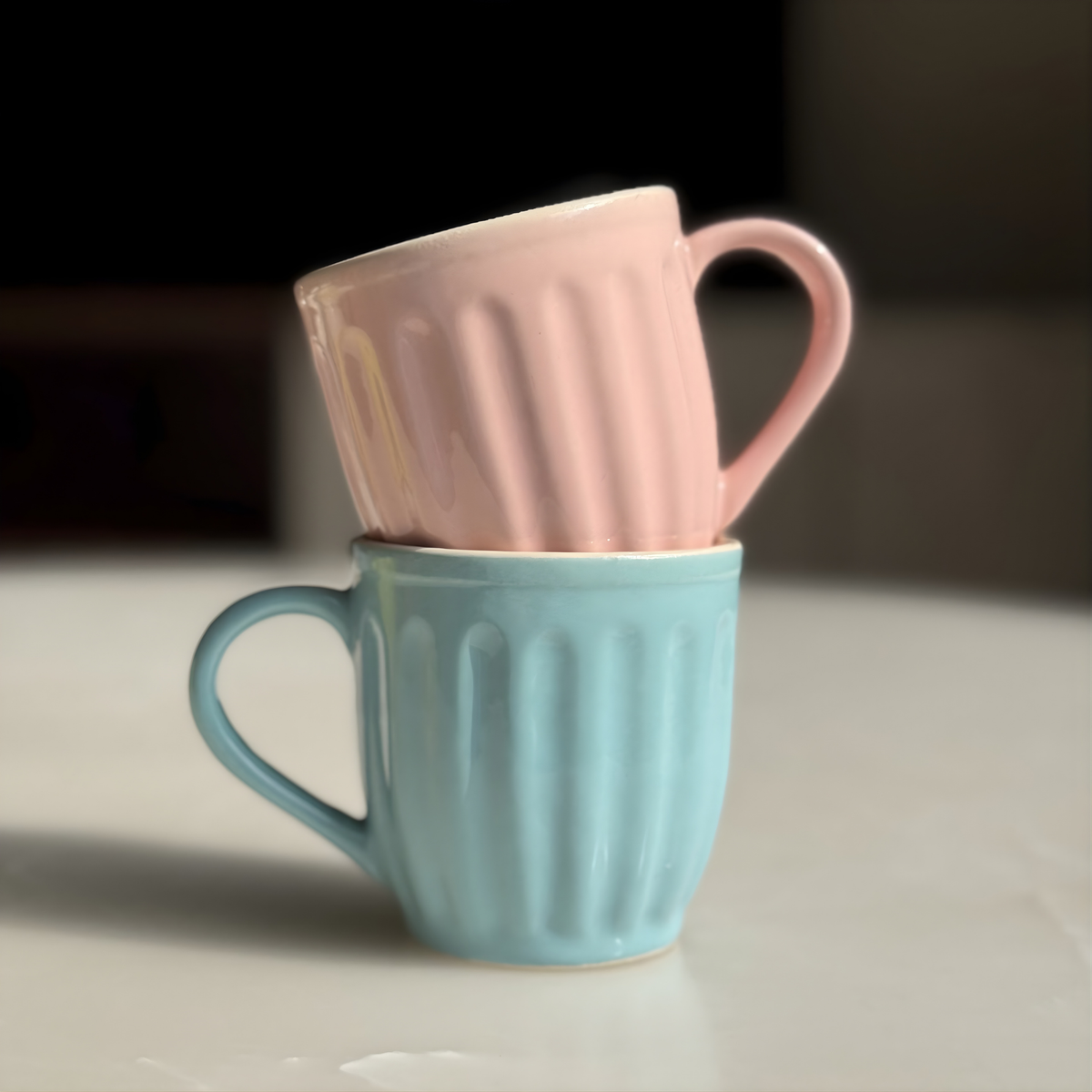 Ribbed Ceramic Pastel Cups