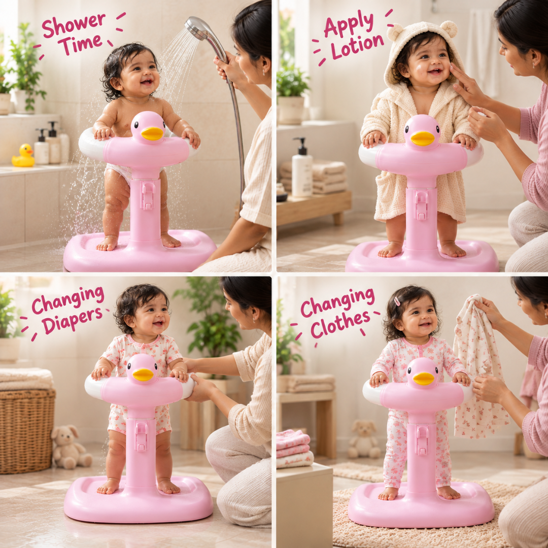 Baby Bath Stand for Kids & Toddlers | Adjustable Height & Width | Frog & Duck