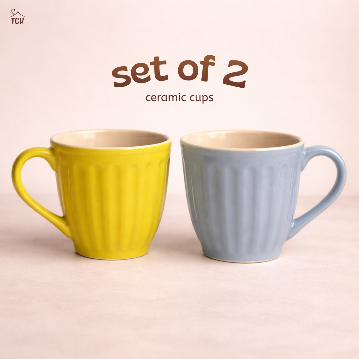 Ribbed Ceramic Pastel Cups