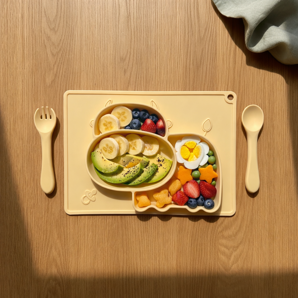 Meal Time Set | Soft Silicone Meal Plate with Animal Shapes for Kids