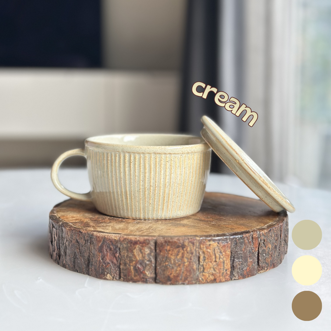 Ceramic Soup Cup with Multi-functional Lid & Saucer