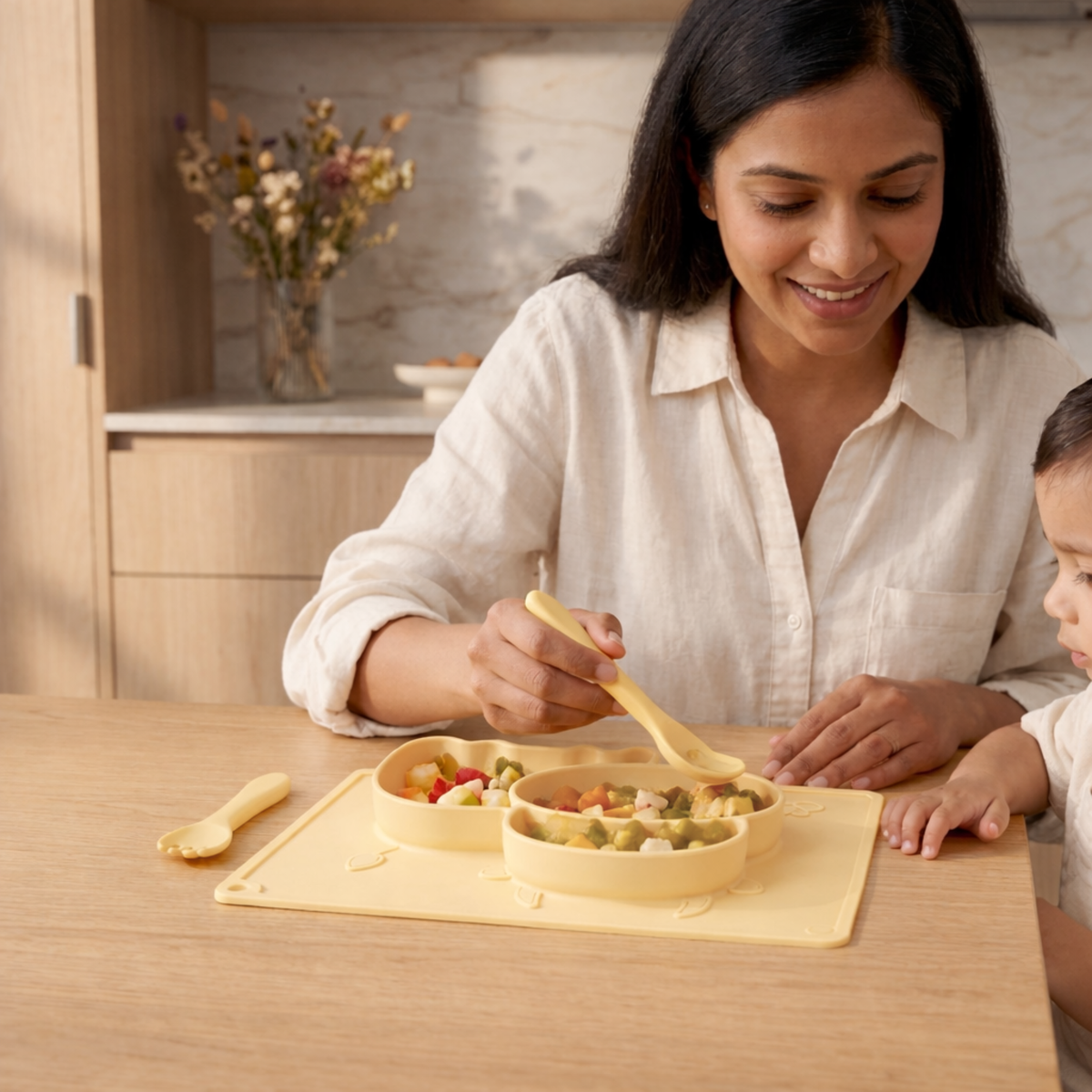 Meal Time Set | Soft Silicone Meal Plate with Animal Shapes for Kids