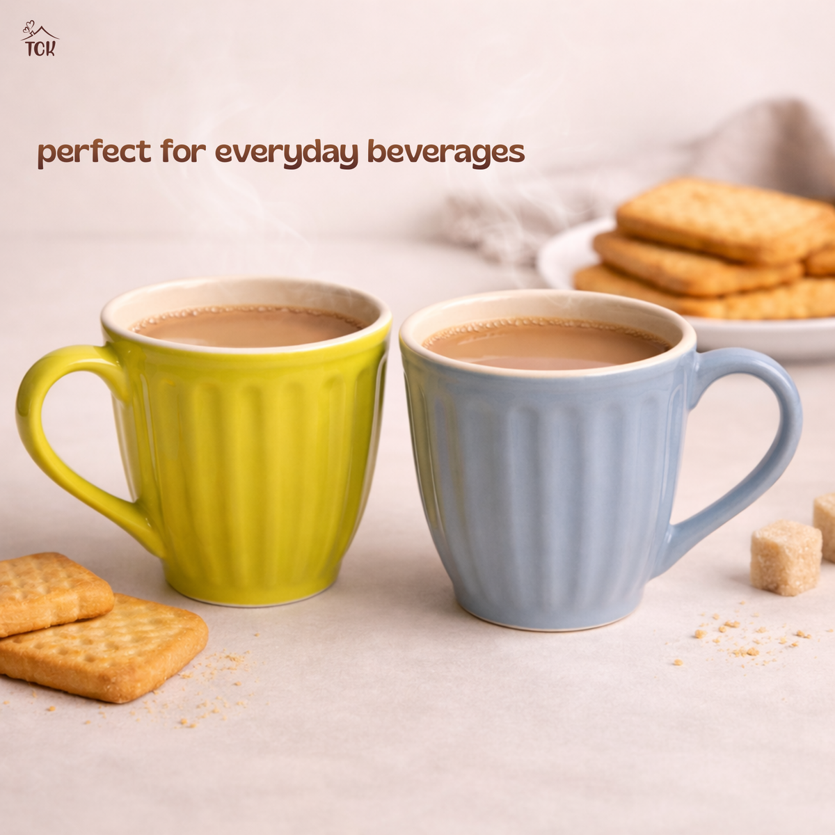 Ribbed Ceramic Pastel Cups