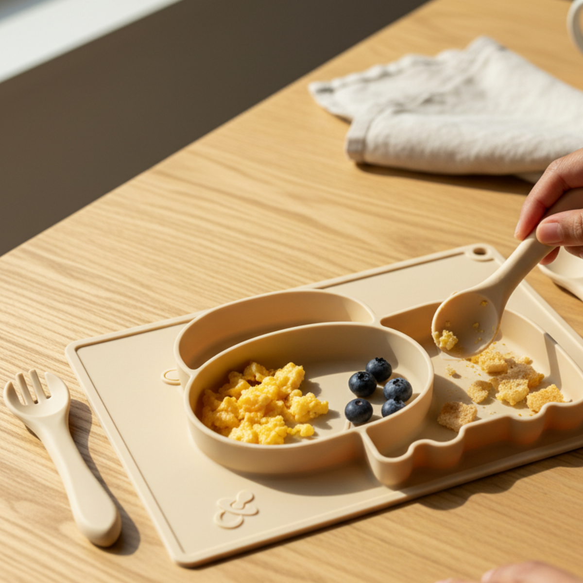 Meal Time Set | Soft Silicone Meal Plate with Animal Shapes for Kids