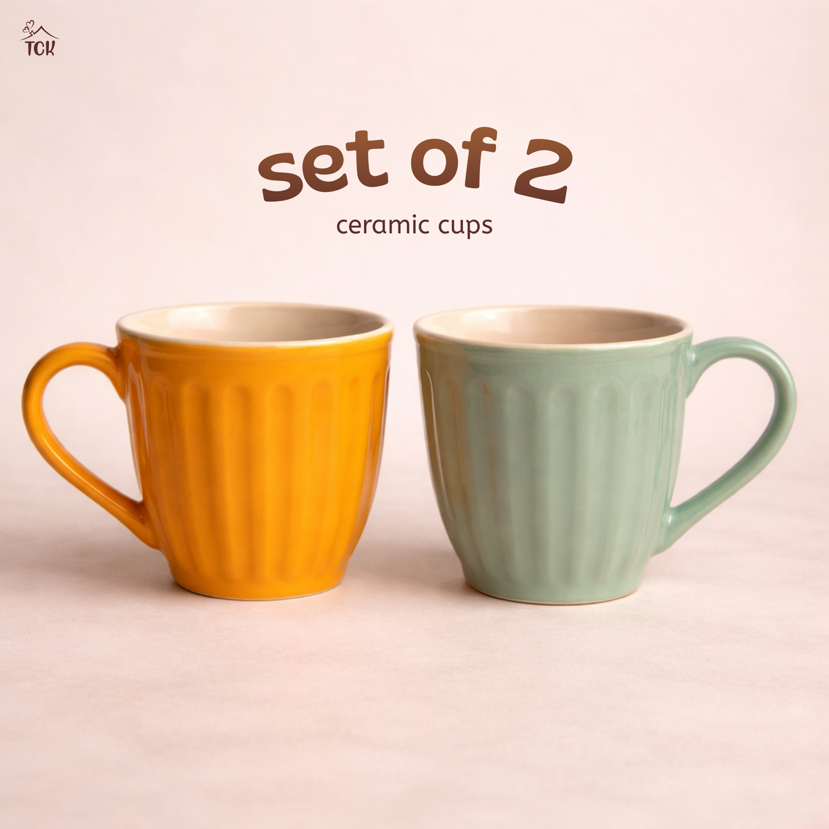 Ribbed Ceramic Pastel Cups