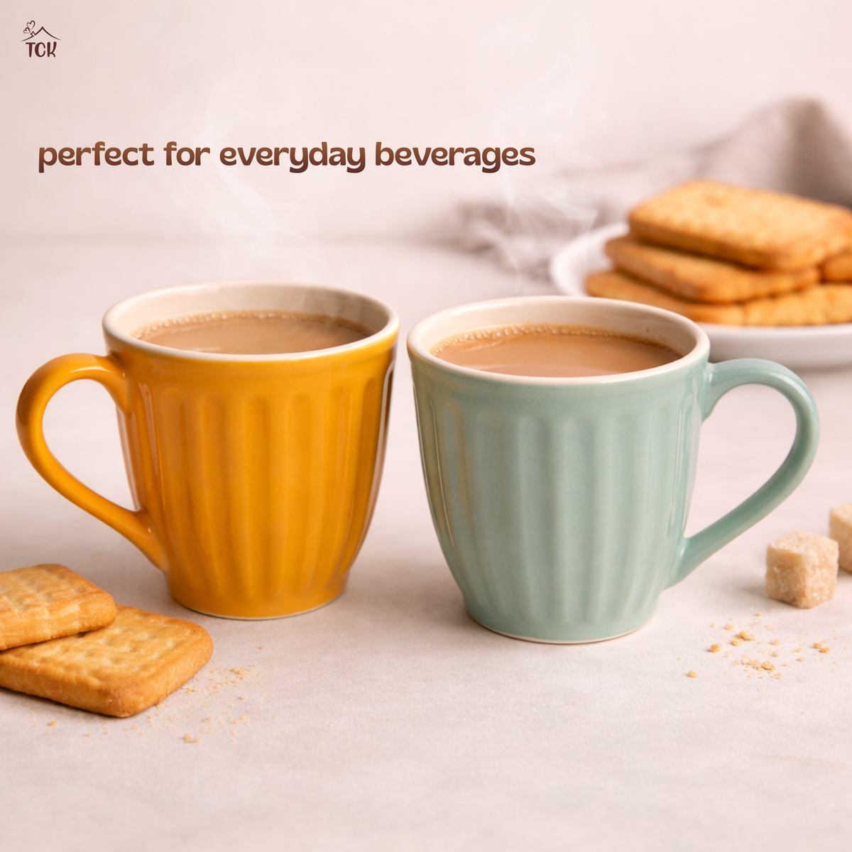 Ribbed Ceramic Pastel Cups
