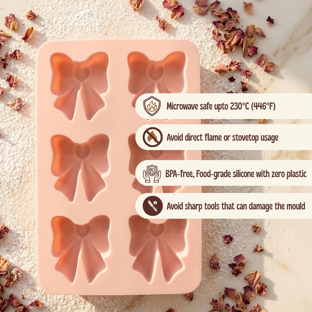 Bow Silicone Mold, 6 Cavity Multipurpose Baking & Craft Mold