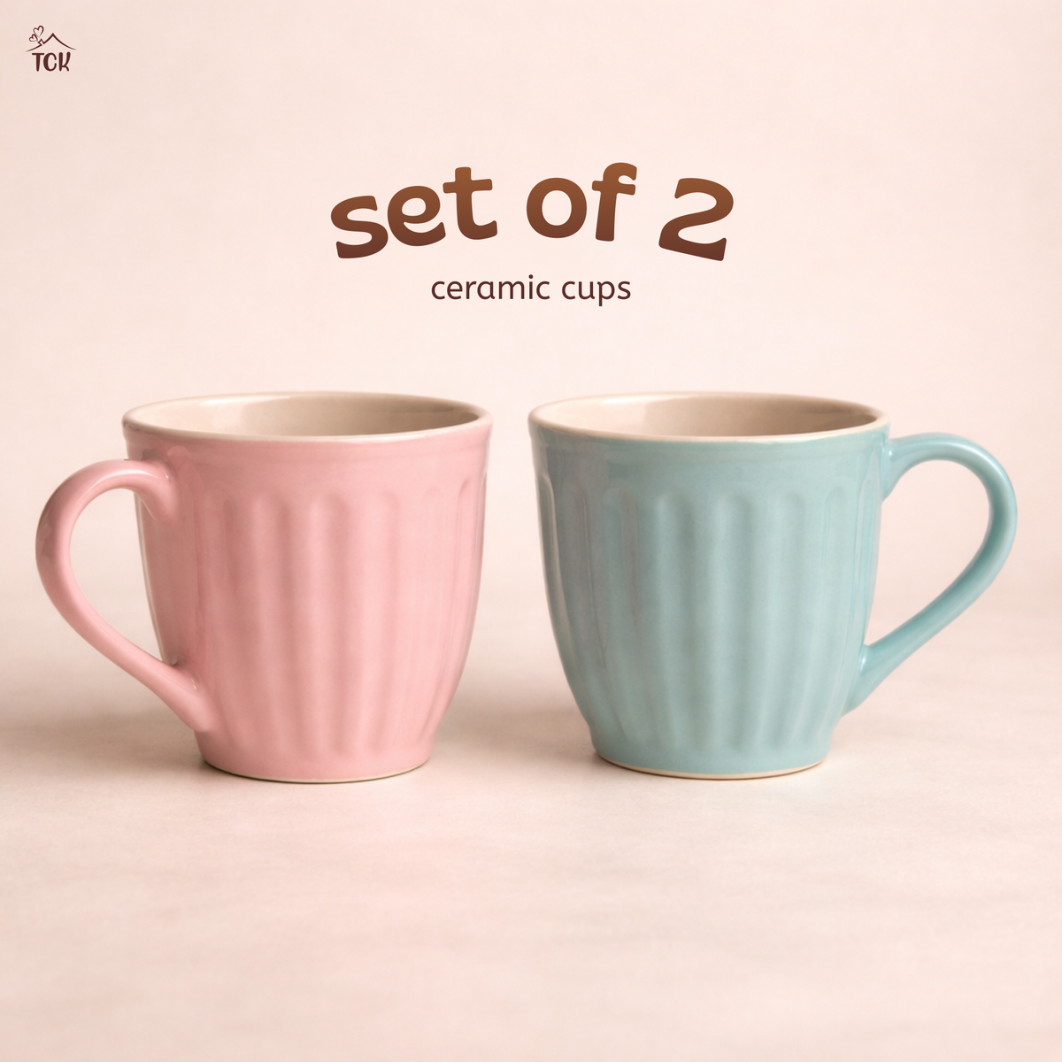 Ribbed Ceramic Pastel Cups