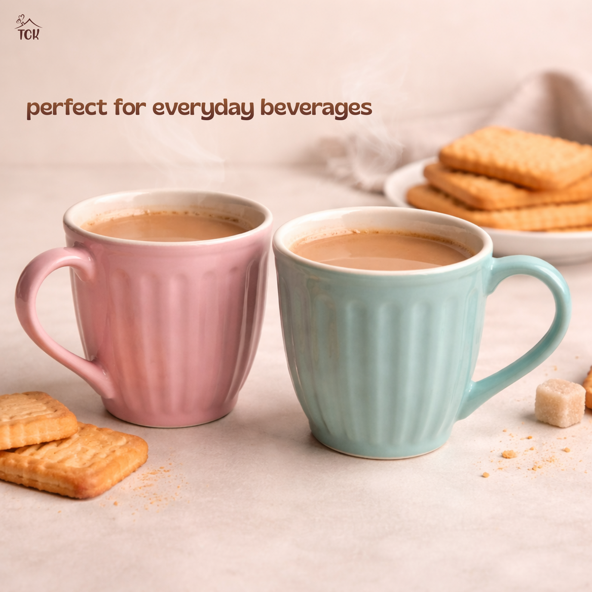 Ribbed Ceramic Pastel Cups