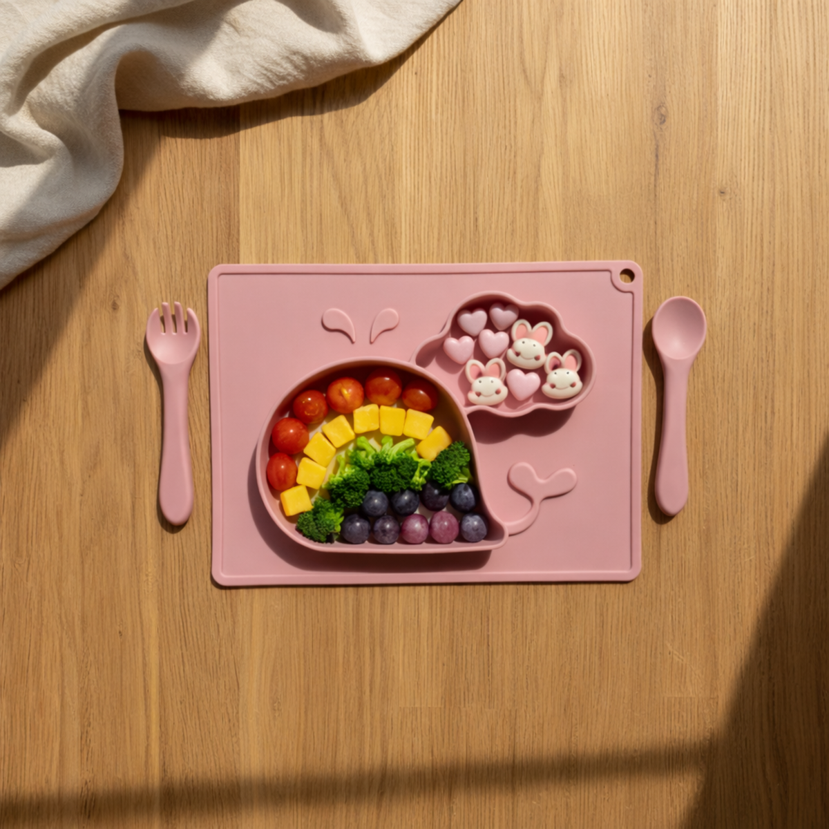 Meal Time Set | Soft Silicone Meal Plate with Animal Shapes for Kids