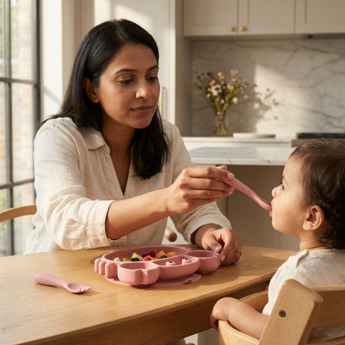 Meal Time Set | Soft Silicone Meal Plate with Animal Shapes for Kids