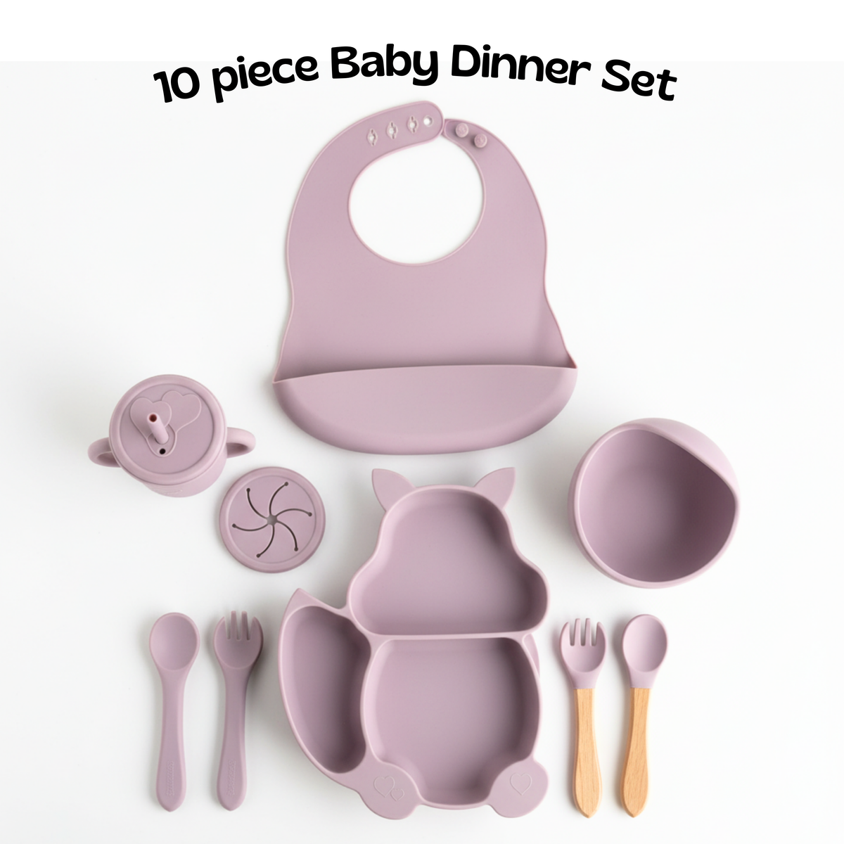 Purple Squirrel Baby's Meal Set | 10 piece silicone meal set for babies and toddlers
