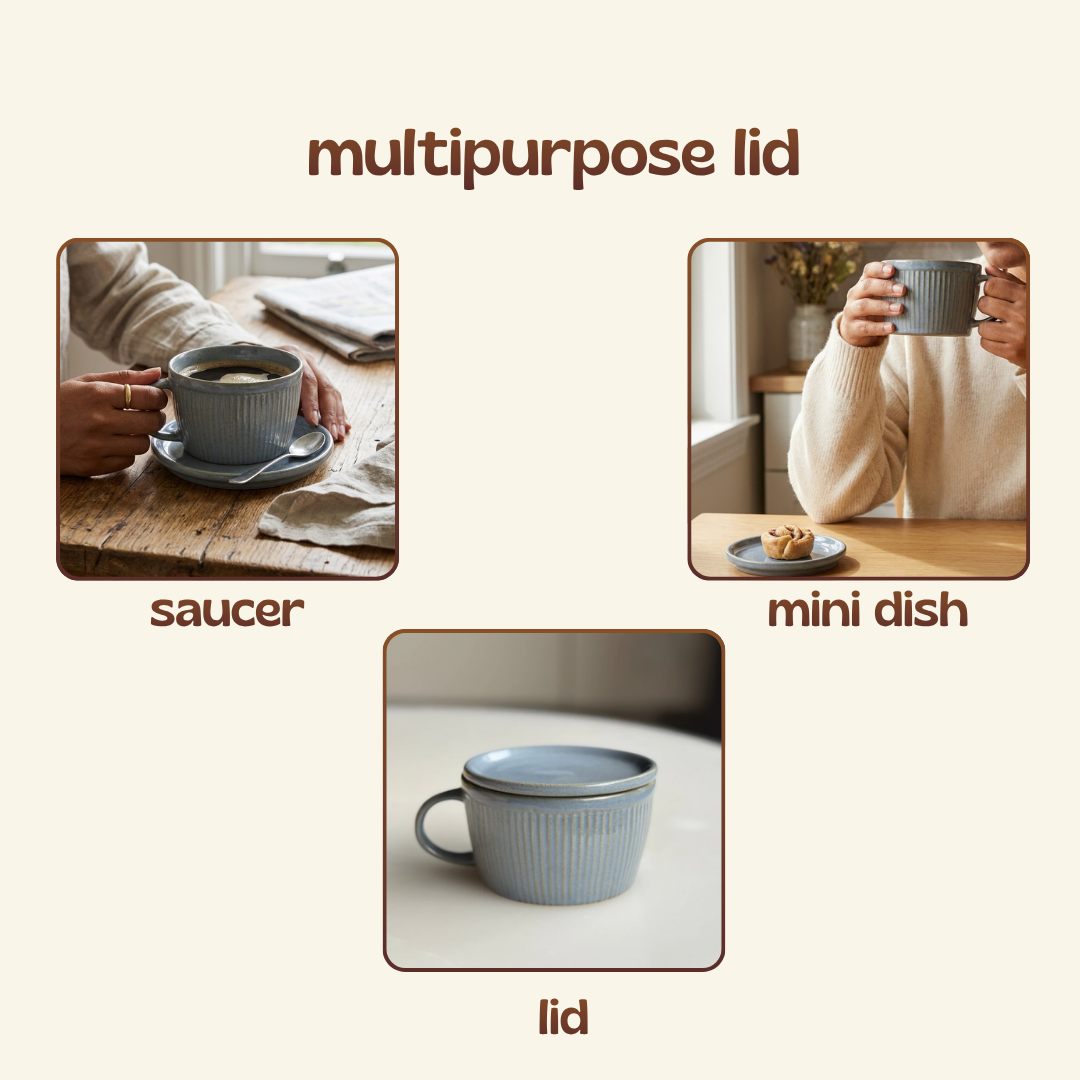 Ceramic Soup Cup with Multi-functional Lid & Saucer