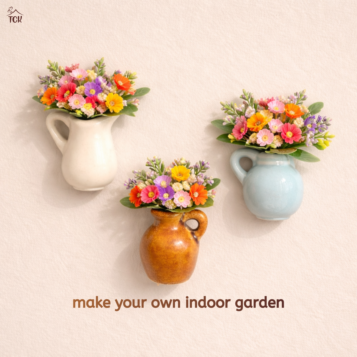Set of 3 Mini Ceramic Vase Fridge Magnets