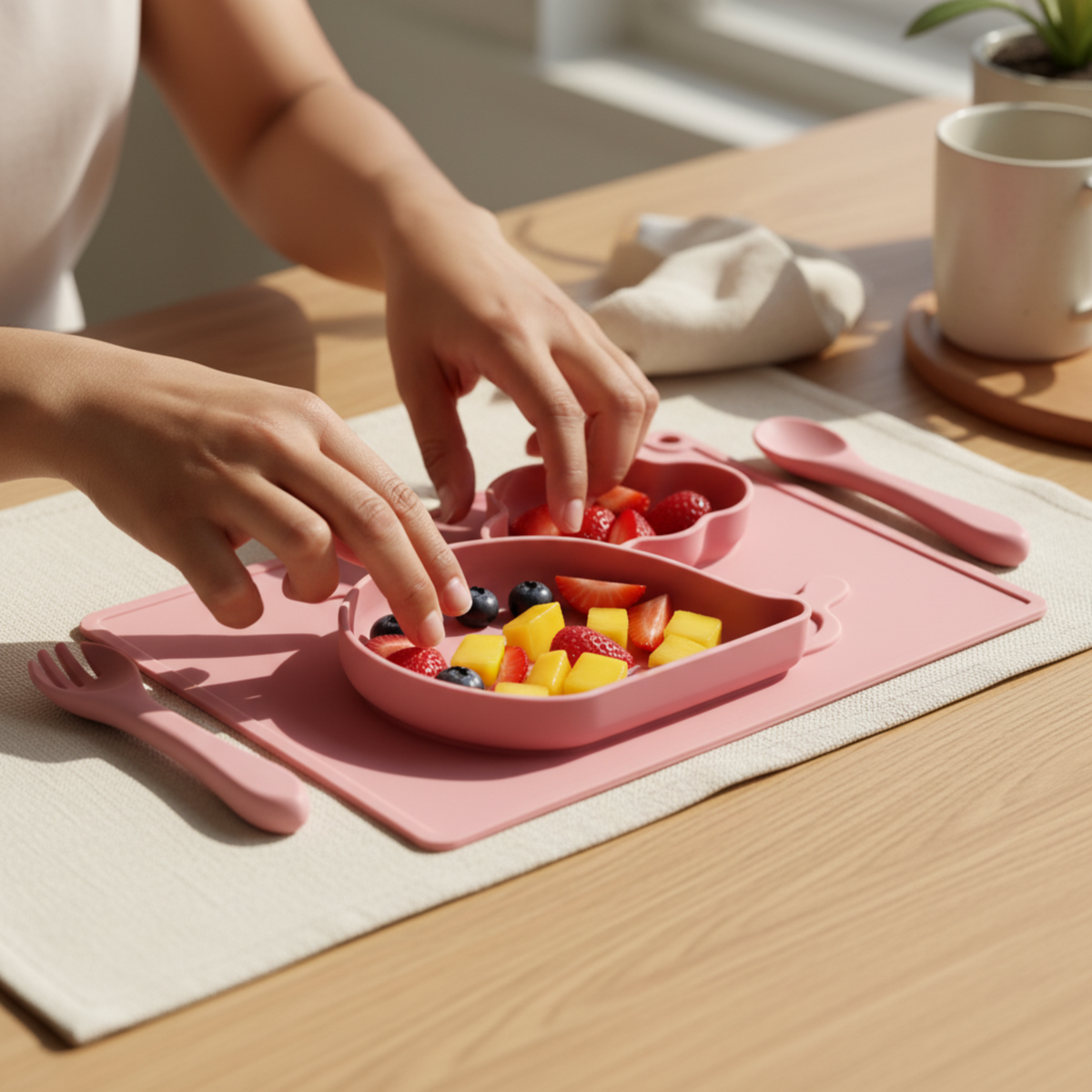 Meal Time Set | Soft Silicone Meal Plate with Animal Shapes for Kids