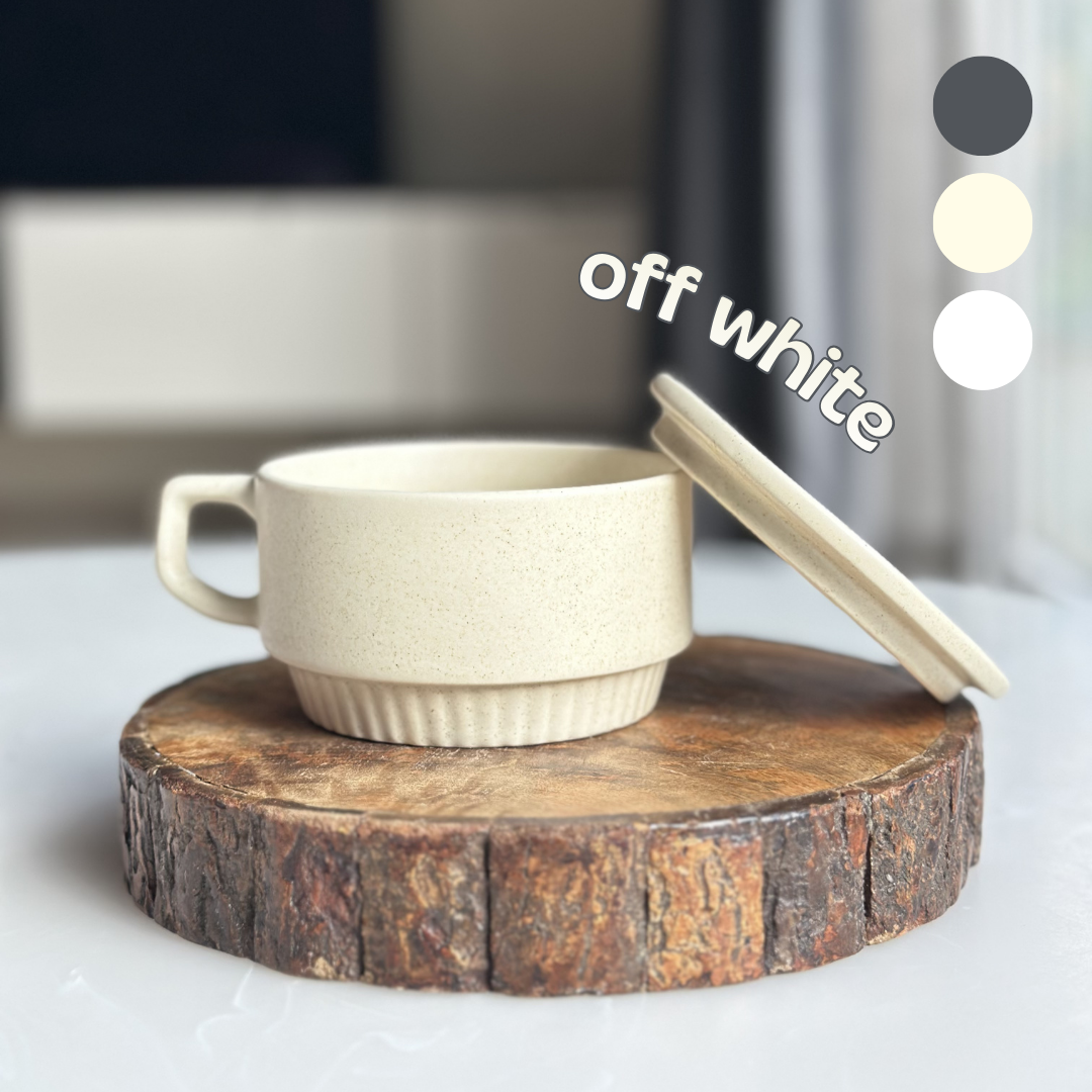 Ceramic Soup Cup with Multi-functional Lid & Saucer
