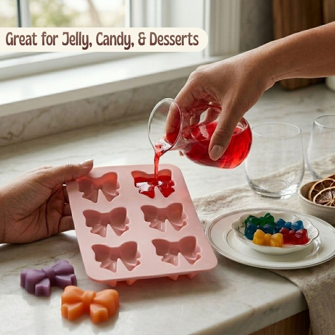 Bow Silicone Mold, 6 Cavity Multipurpose Baking & Craft Mold