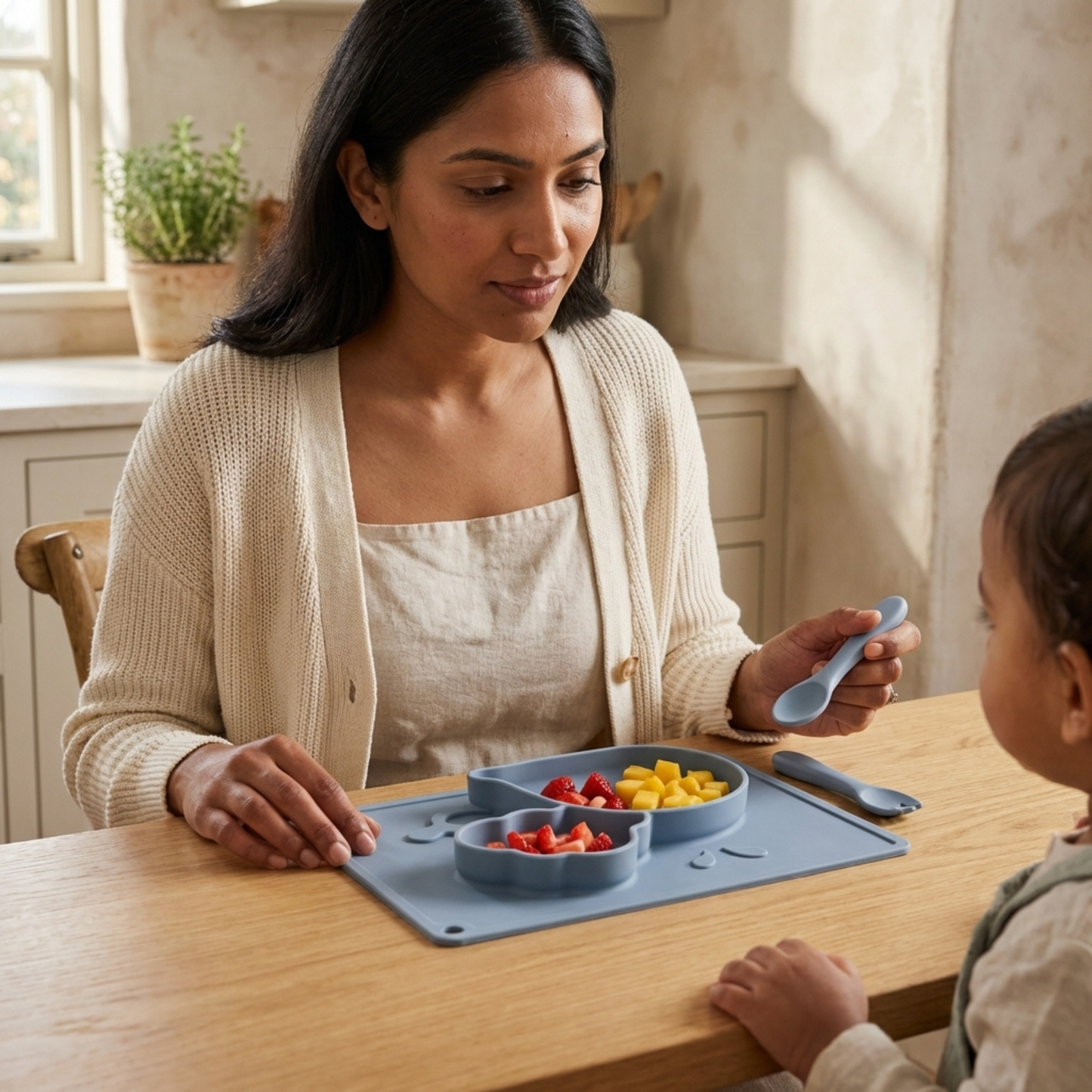 Meal Time Set | Soft Silicone Meal Plate with Animal Shapes for Kids