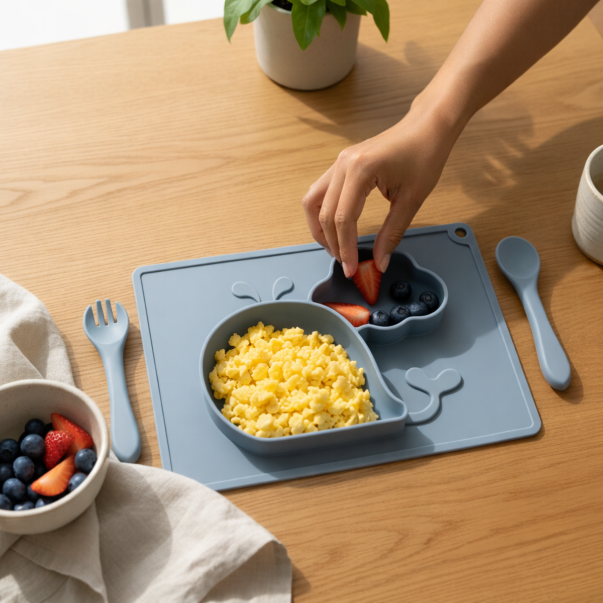 Meal Time Set | Soft Silicone Meal Plate with Animal Shapes for Kids